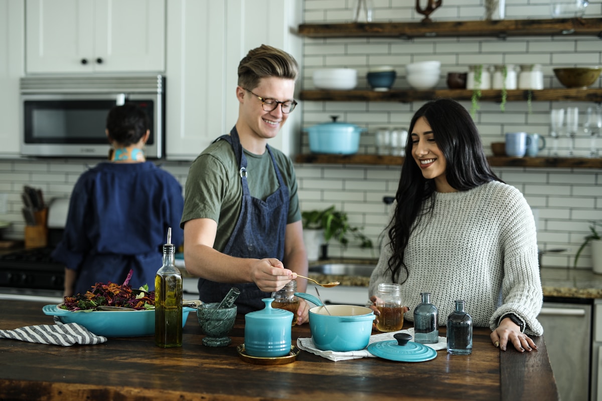 Countertop with cookware in soft daylight